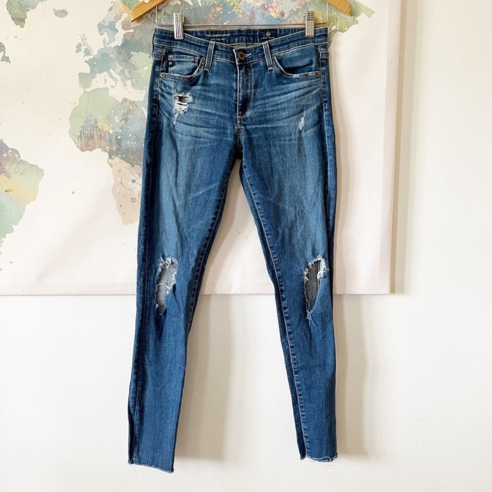 AG Adriano Goldschmied Jeans Size 26 The Legging‎ Ankle Super Skinny Distressed